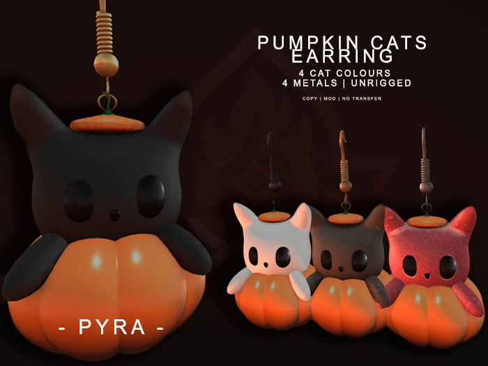 - PYRA - Pumpkin Cat Earring