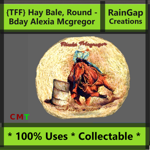 {TFF} Hay Bale, Round - Bday Alexia Mcgregor ACTUAL ITEM