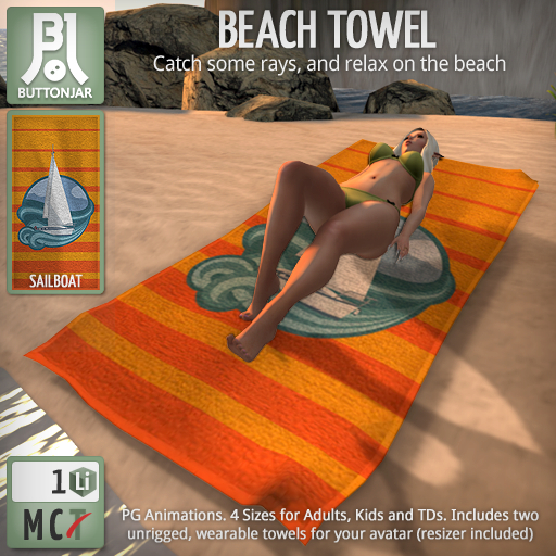 ButtonJar - Beach Towel (Sailboat) [Package]