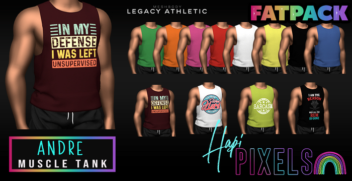 [*** Hapi Pixels ***] Mens Andre Muscle Tank  (Fatpack) Legacy Athletic