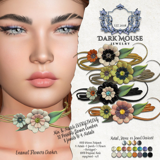 *DM* Enameled Flowers Choker 