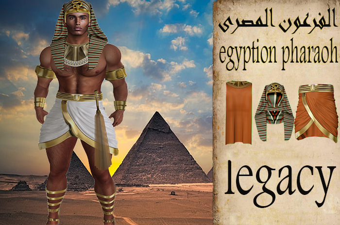 Egyptian Pharaoh ORANGE Outfit - Mesh, Legacy Body, Egyptian Costume for Men
