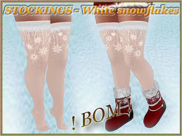 STOCKINGS - White snowflakes (BOM) (Full perm)