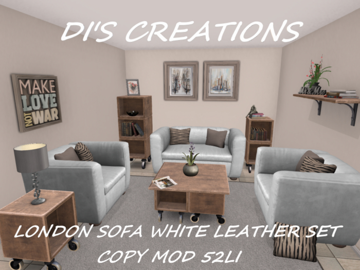 LONDON SOFA WHITE LEATHER SET