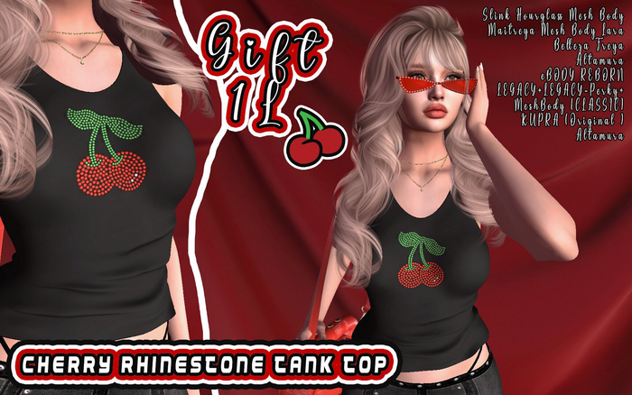 Tank top Cherry Rhinestones- Vivi GIFT