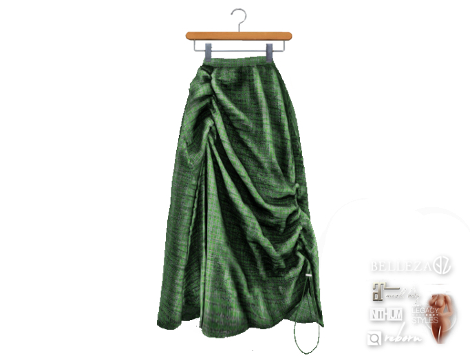 {amiable}Mesh Blocking Midi Flared Skirt08