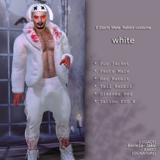 E.Storm Male  Rabbit costume white
