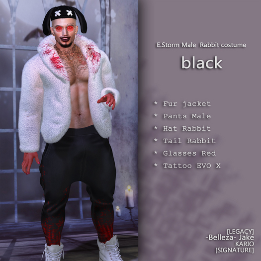 E.Storm Male  Rabbit costume black