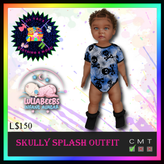 *LVD* Skully Splash Onesie Blue - LB