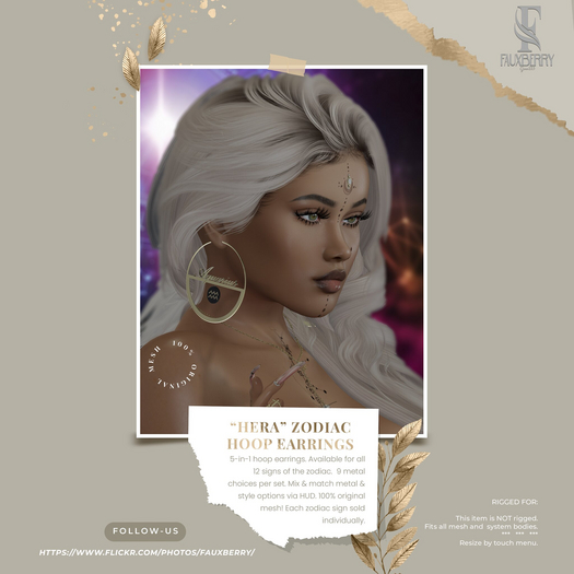 ::FAUXBERRY:: "HERA" Zodiac Hoops [VIRGO]
