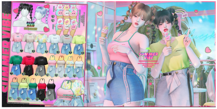 AMITOMO - Summer Vibe GACHA - HAIR - RARE