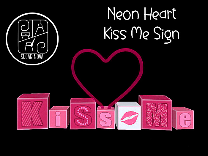 SN -  Kiss Me Blocks with Neon Heart Sign
