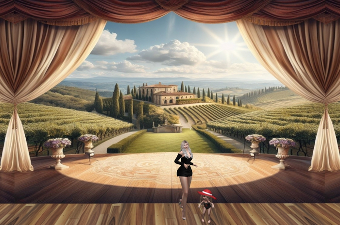 Mural backdrop - Italian vineyard stage (BOXED)