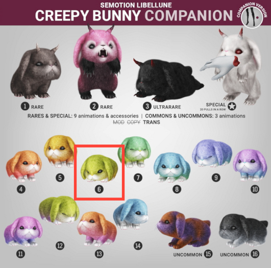 SEmotion Libellune Creepy Bunny Companion COMMON 06