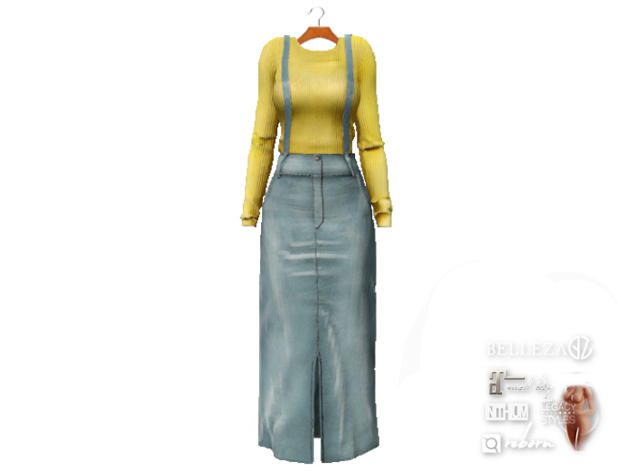 {amiable}Mesh Denim Overall Maxi Dress03