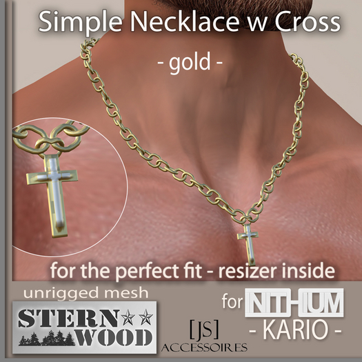 {JS} KARIO - Gold Necklace 'Cross'
