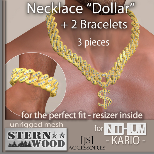 {JS} KARIO - Heavy Cuban Set gold Dollar - set of 3