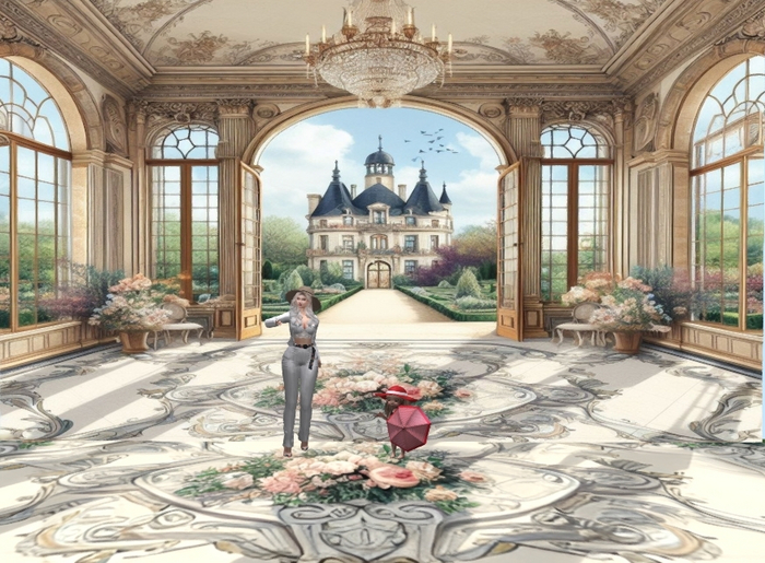 Mural backdrop - Castle garden room (Boxed)