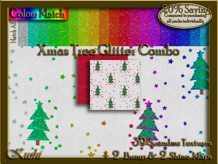 Xmas Tree Glitter COMBO Seamless Texture Bundle