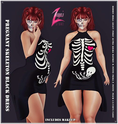 ::Z:: Pregnant skeleton black dress