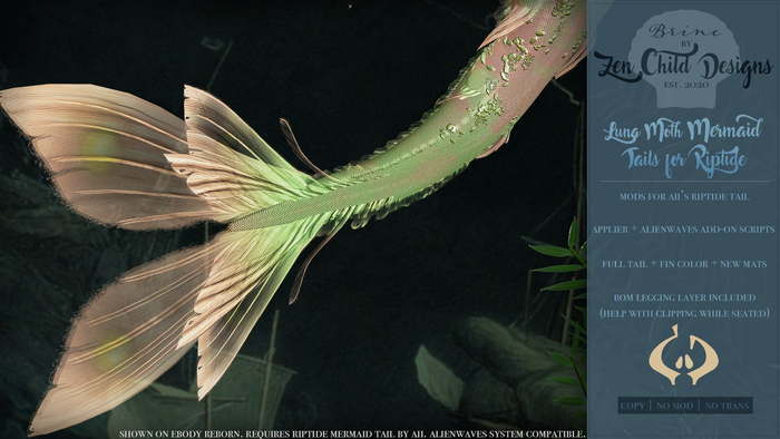 Brine - Luna Moth PINK Mermaid Tail for Riptide
