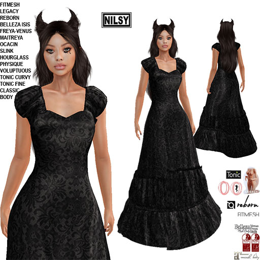 LACE HALLOWEEN GOWN,CL&MESH BODY