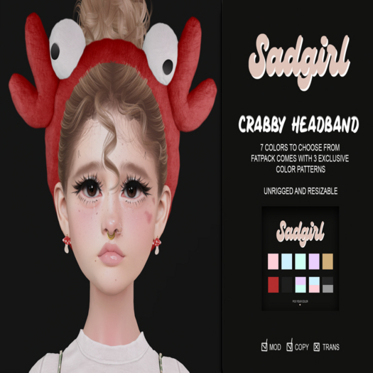 #SADGIRL - Crabby Headband - Red . unpack