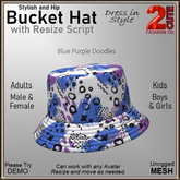 Bucket Hat [2cute] Blue Purple Doodles