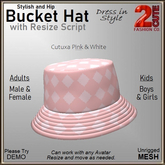 Bucket Hat [2cute] Cutuxa Pink & White