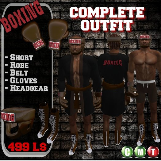 Boxing full outfit blue - Boxer suit - Boxer costume - Boxing gloves - Boxing short - Boxing headgear - Boxer animation