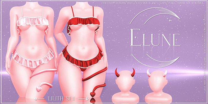 Elune. Lilith Horns/Tail - FATPACK