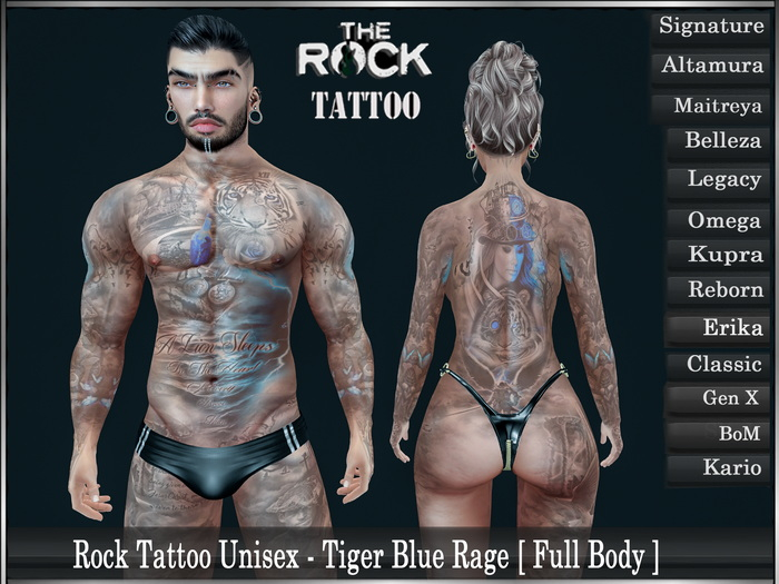 Rock Tattoo Unisex - Tiger Blue Rage [ Full Body ]