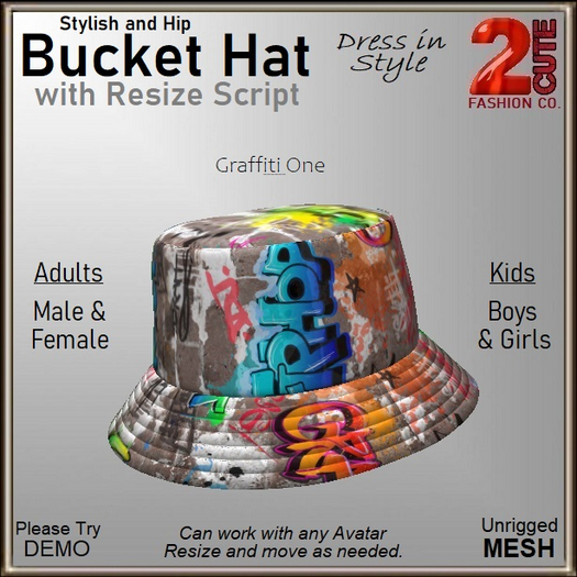 Bucket Hat [2cute] Graffiti One