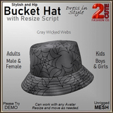 Bucket Hat [2cute] Gray Wicked Webs