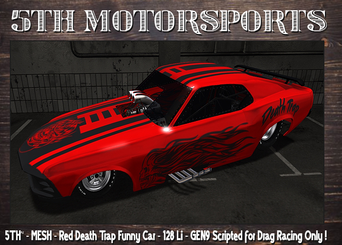 5TH~ Red Death Trap Funny Car GEN9 Drag Racing Only! 