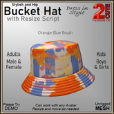 Bucket Hat [2cute] Orange Blue Brush