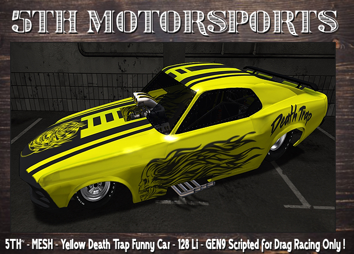 5TH~ Yellow Death Trap Funny Car GEN9 Drag Racing Only