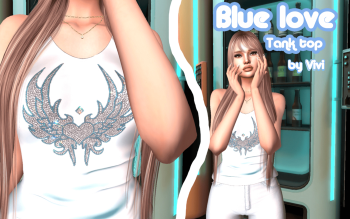 Tank top Rhinestone Blue love-Vivi