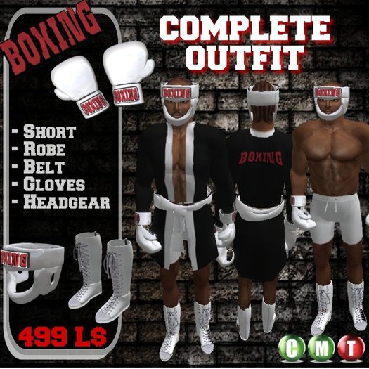 Boxing full outfit white - Boxer suit - Boxer costume - Boxing gloves - Boxing short - Boxing headgear - Boxer animation