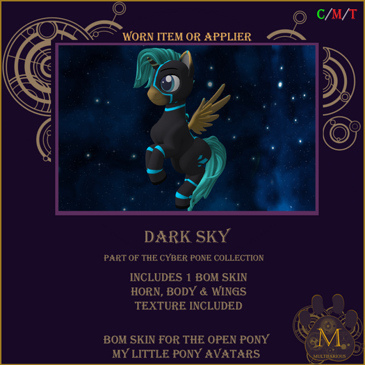 *M* dark sky cyber pony Open Pony MLP BOM Skin