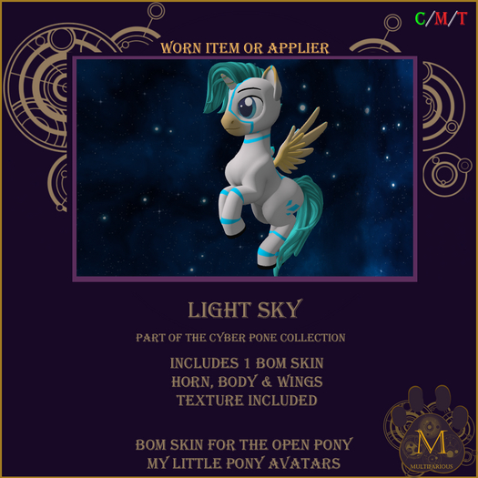 *M* light sky cyber pony Open Pony MLP BOM Skin