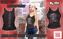 Tank top Rhinestone Skeleton with Red Skullies-Vivi