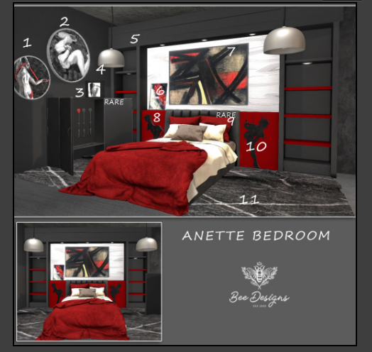 09 Bee Designs Anette Bedroom RARE