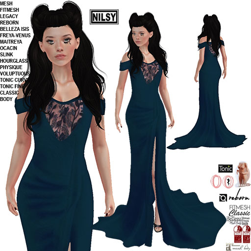 INK GOWN,CL&MESH BODY