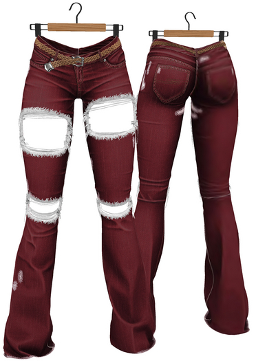 RIOT / Basil Distressed Jeans - Red