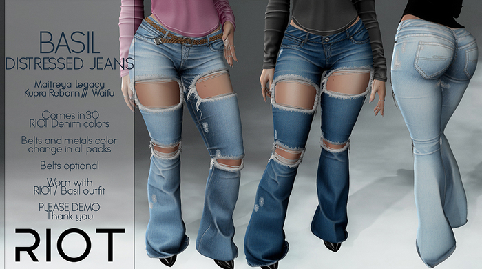 RIOT / Basil Distressed Jeans - Fatpack