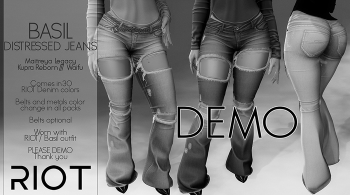 RIOT / Basil Distressed Jeans - Demo