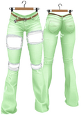 RIOT / Basil Distressed Jeans - Pastel4 Green