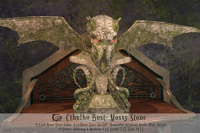 Cthulhu Bust Set- Mossy Stone