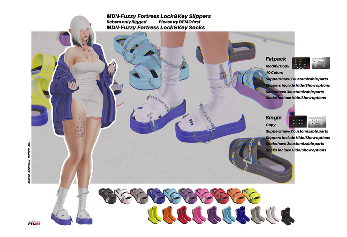 [MDN]-Fuzzy Fortress Lock & Key Sock White